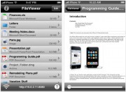 Der File Viewer macht aus Ihrem iPhone oder iPod Touch ein Netzwerklaufwerk und ermöglicht damit weitere Funktionen. Rechts im Bild der Hilfe-Bildschirm, der das Einbinden in die Windows-, Mac- oder Linux-Umgebung zeigt.