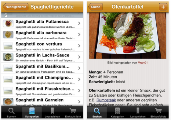 Screenshot iPhone, iPod Touch und iPad-App Rezepte