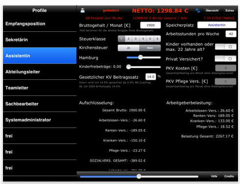 Screenshot Brutto Netto Gehaltsrechner Professional