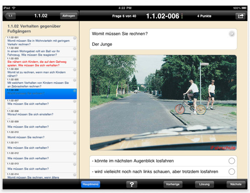 Screenshot iFahrschule für das iPad
