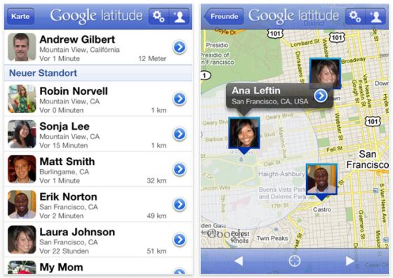 Google Latitude SCreenshot iPhone App