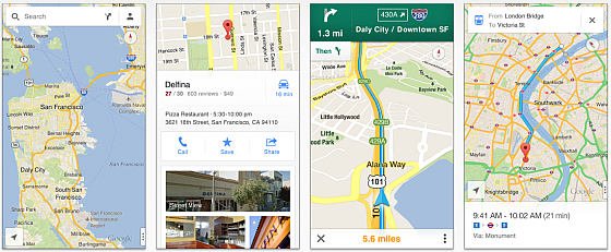 Die neue App Google Maps Screenshots