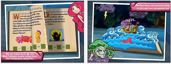 Das Buch Die Kleine Meerjungfrau für iPhone und iPad bietet drei Lesemodi: Vorlesen lassen, selbst lesen und automatisch abspielen. Dazu gibt es einfache aber nett animierte Spiele für die Kleinen.